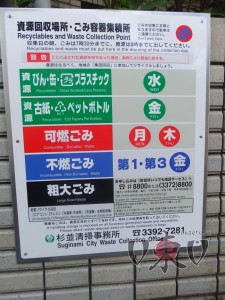 Расписание сбора мусора. Токио.